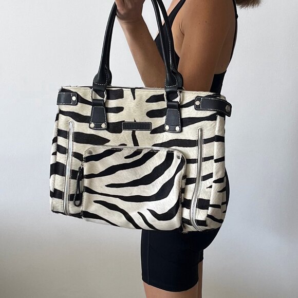 LONGCHAMP Zebra Pony Hair Leather Shoulder Bag – Rare Original - Picture 3 of 7